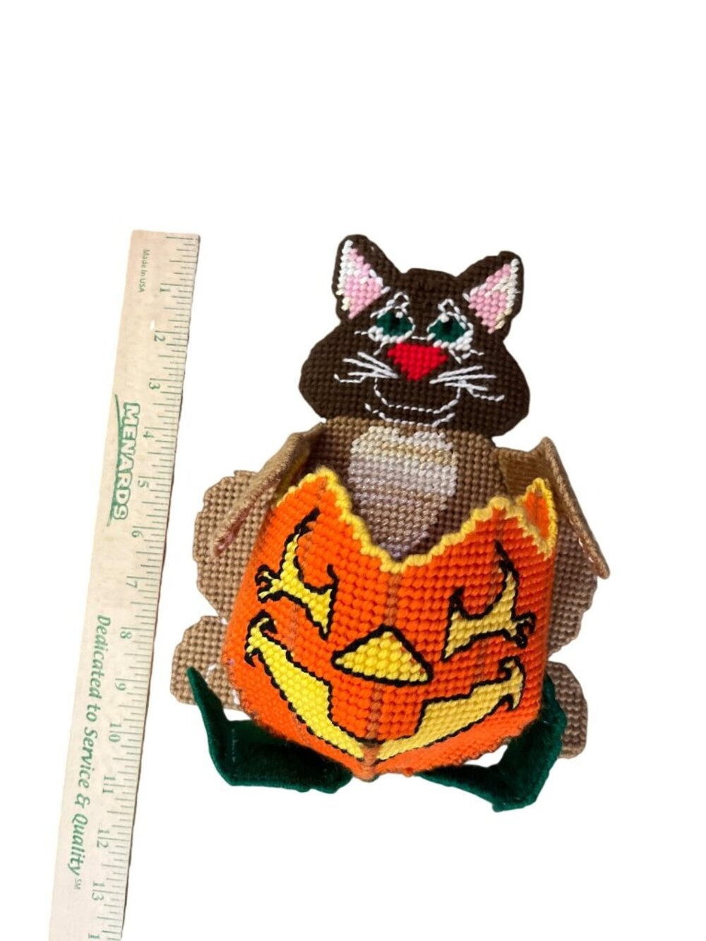 Handmade Halloween Cat Basket With Pumpkin Design Used - Picture 8 of 9